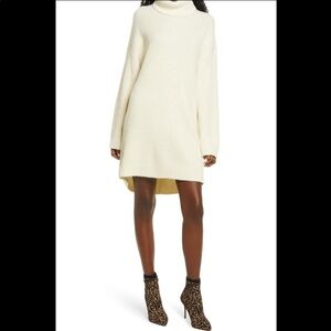 Wayf Culver Oversized Turtleneck Knit Sweater Dreds In Winter White Medium